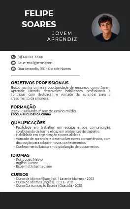 Modelo Jovem Aprendiz de Currículo com IA