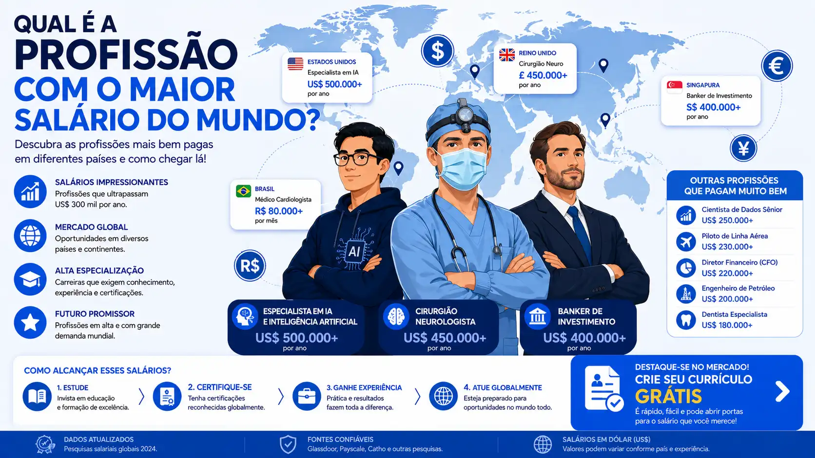 Profissão com o Maior Salário do Mundo: Top 10 Carreiras Globais 2026