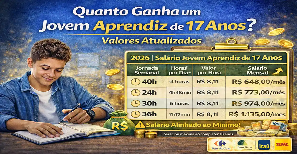 Quanto Ganha um Jovem Aprendiz de 17 Anos? Veja os Valores